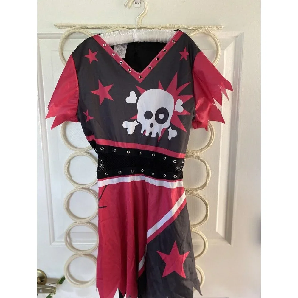 Girls‎ Spirit Halloween Tween Pirate Dress with Skull Size Large Hot Pink Black